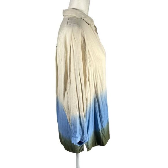 Rachel Comey Cream Green Blue Color Block Oversized Sz Small Long Sleeve Button- - Picture 4 of 12